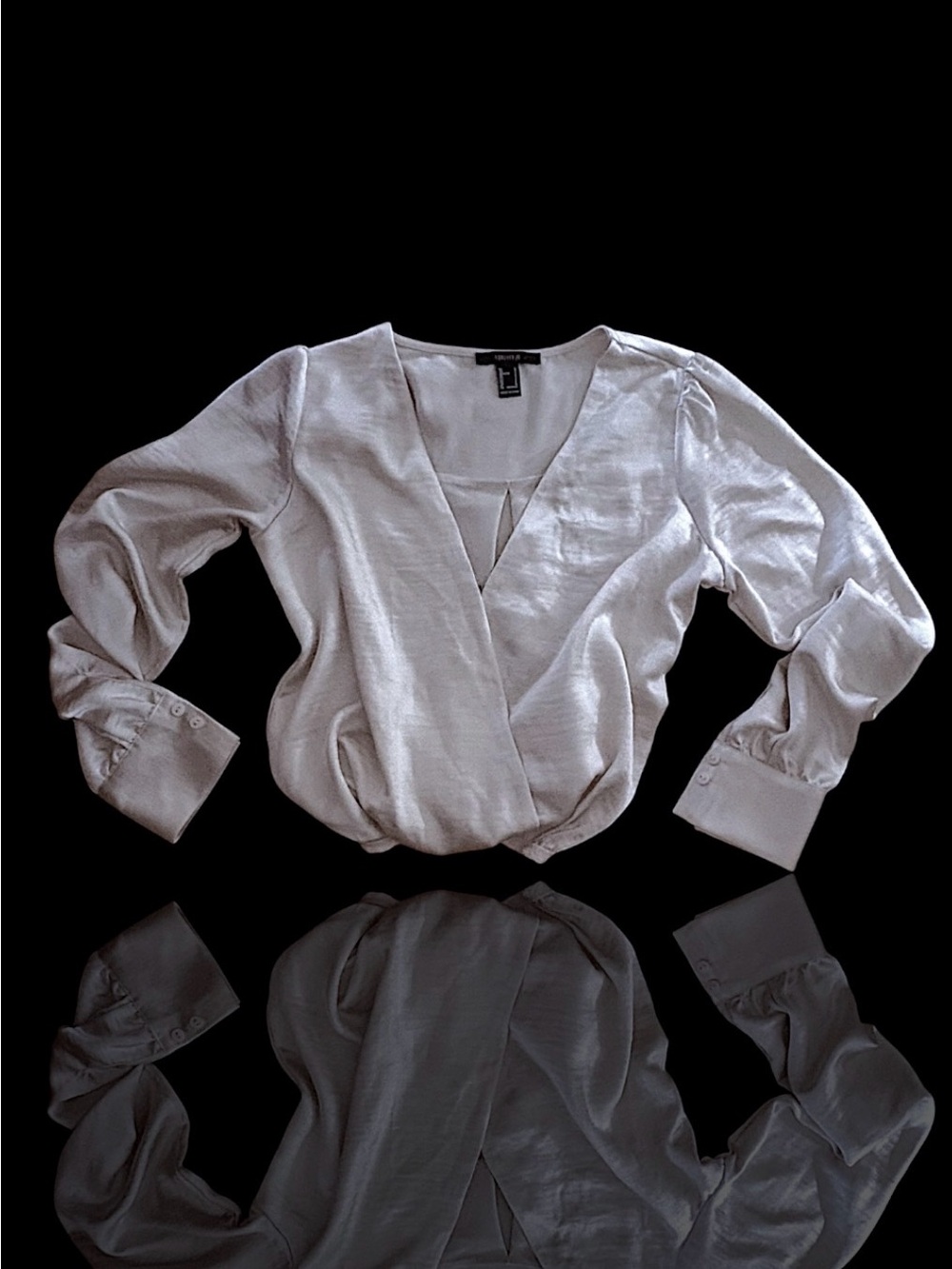 Forever 21 Silky satin wrap blouse with Cinched Waistband Size Small